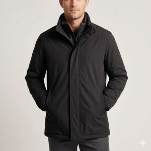 Sanyo Men's Black Full-Zip Jacket Coat - Size XXL - Minimalist Luxury